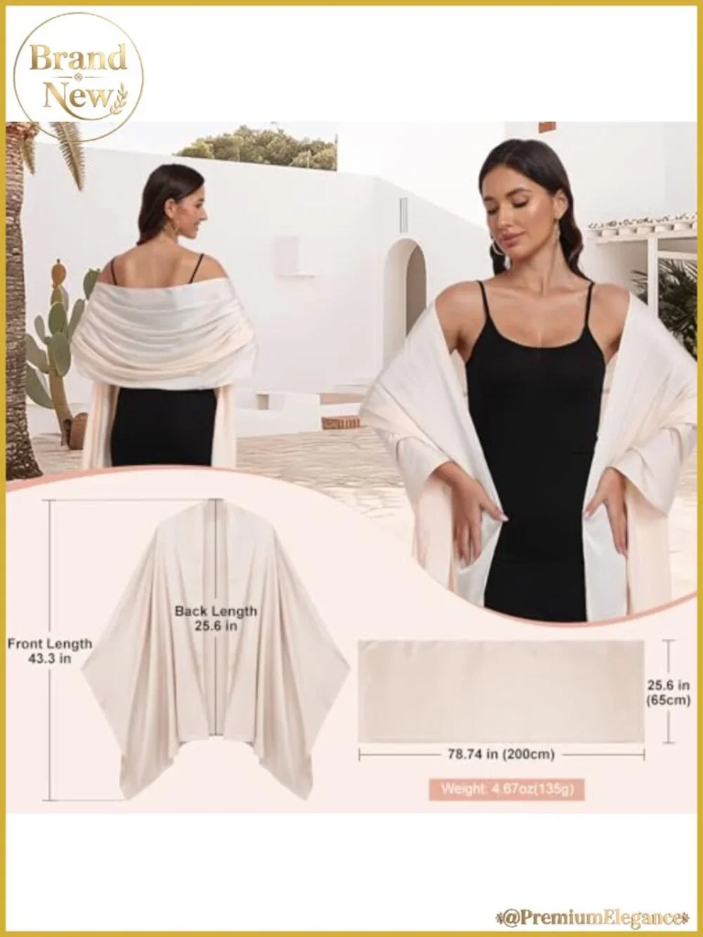Satin Shawl Wrap Evening Dress Wedding Formal Women's